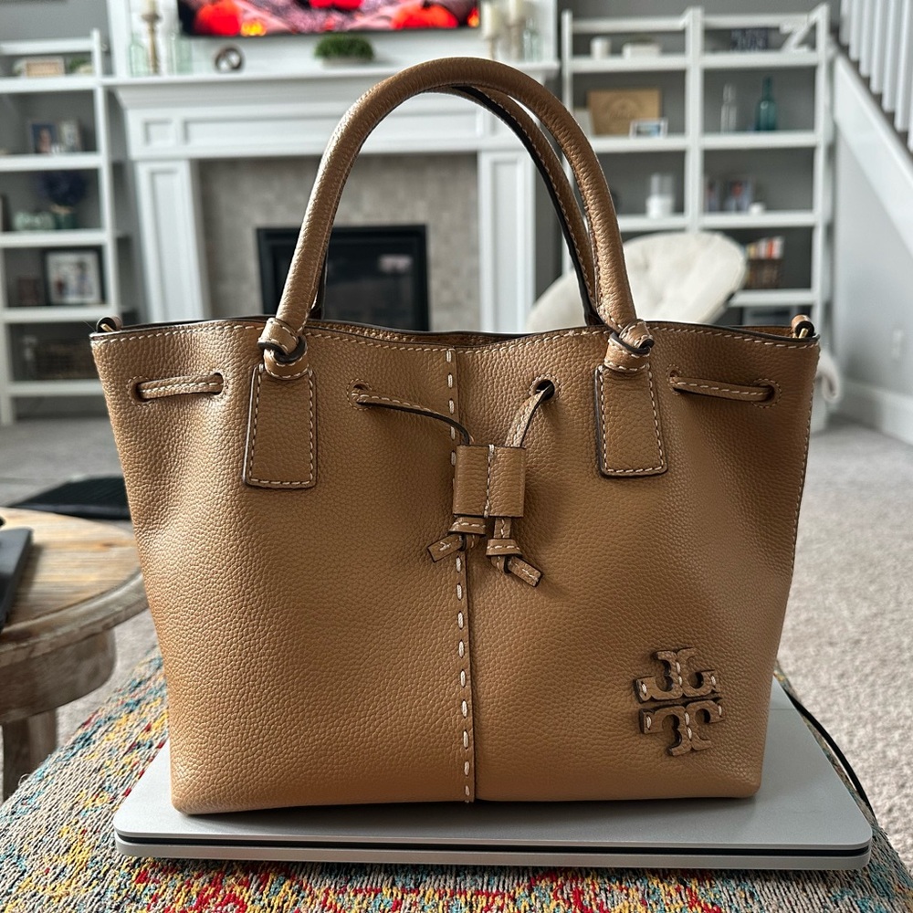 Tory Burch classic bucket bag.